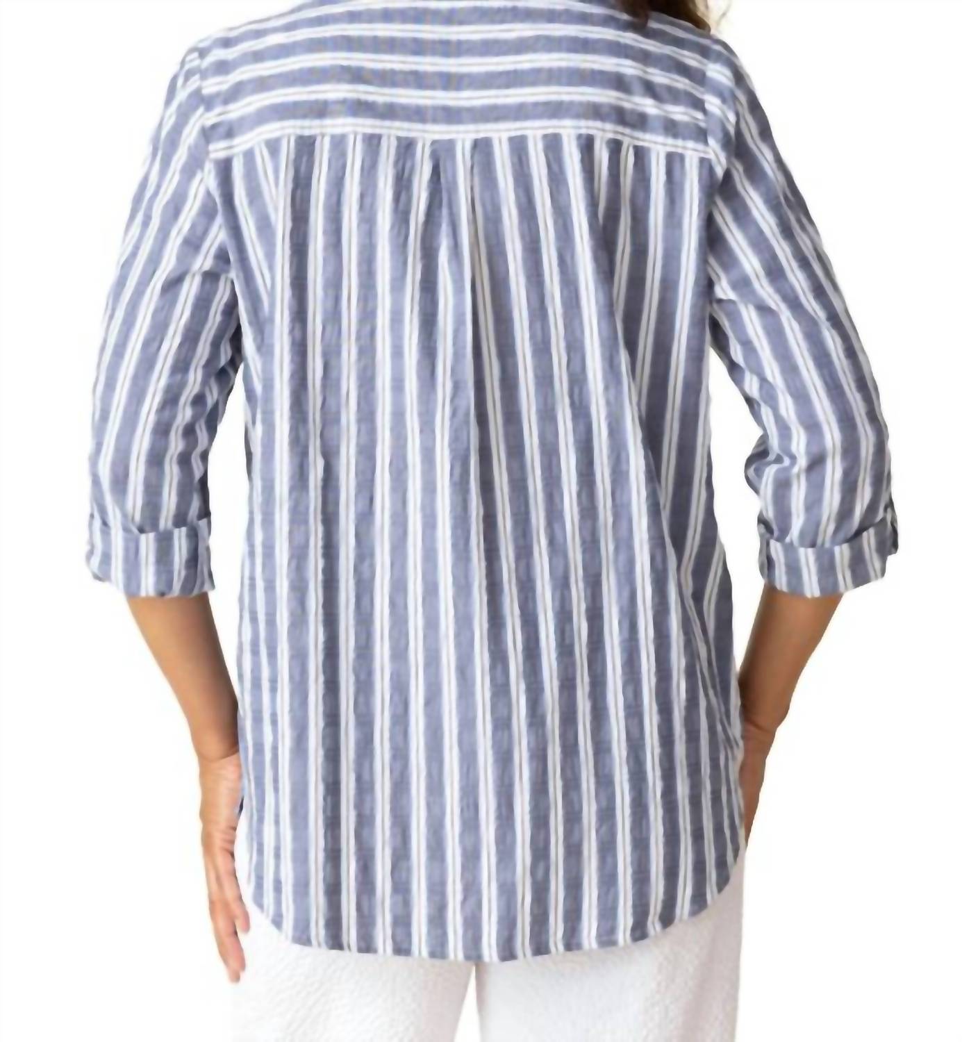 Palm Beach Strap Ribbon Trim Tunic In Indigo
