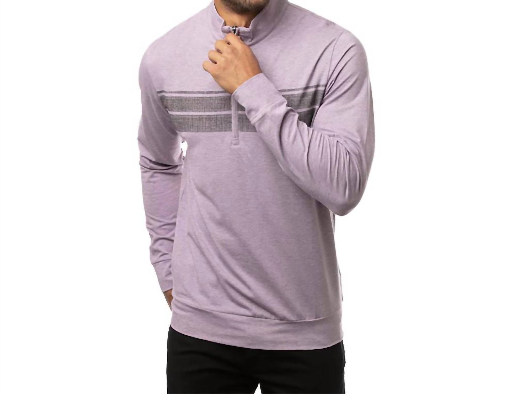 Fleeced 1/4 Zip Top In Heather Arctic Dusk