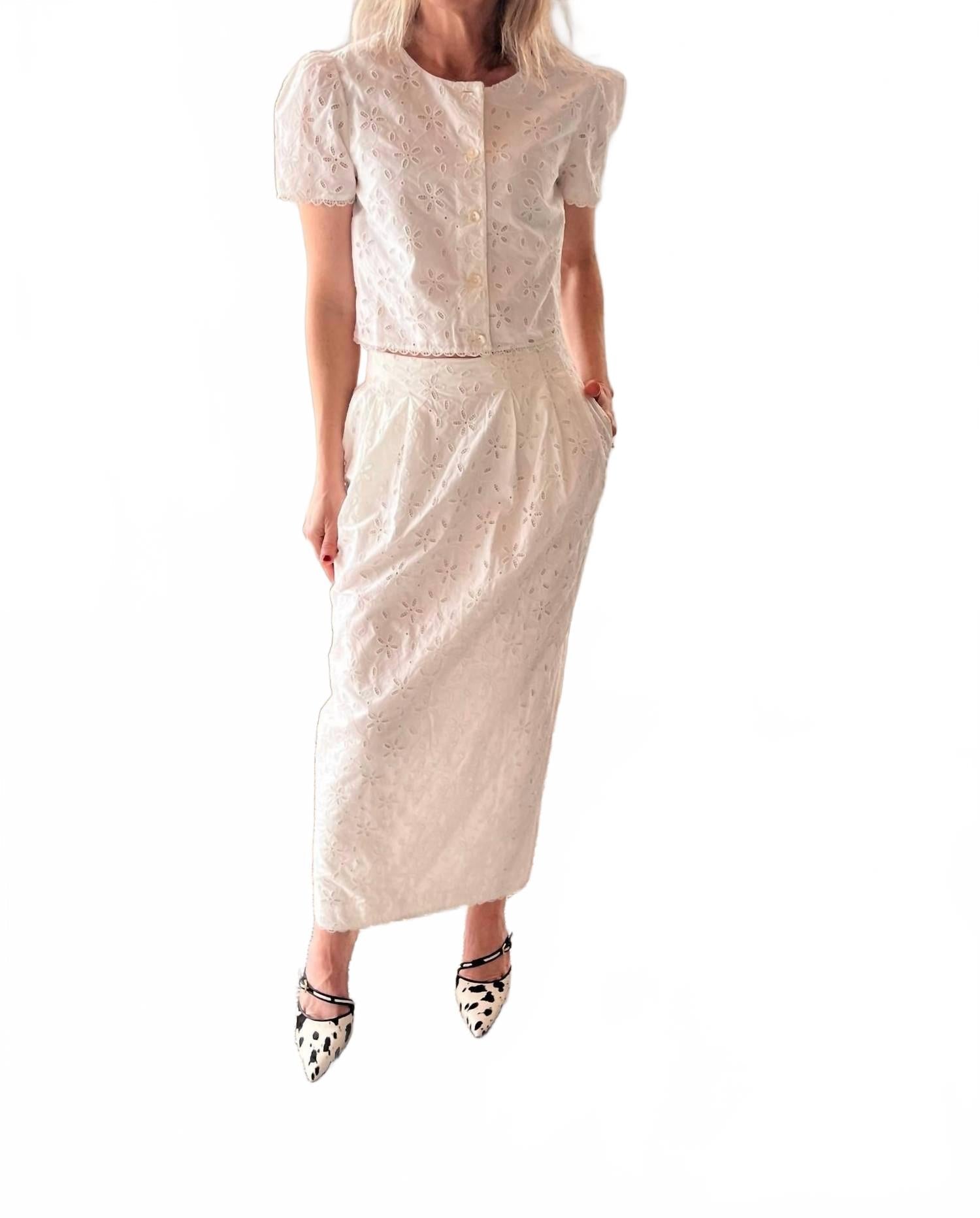 Salma Column Maxi Skirt In Vintage White