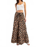 Tiered Wide Leg Pants In Leopard