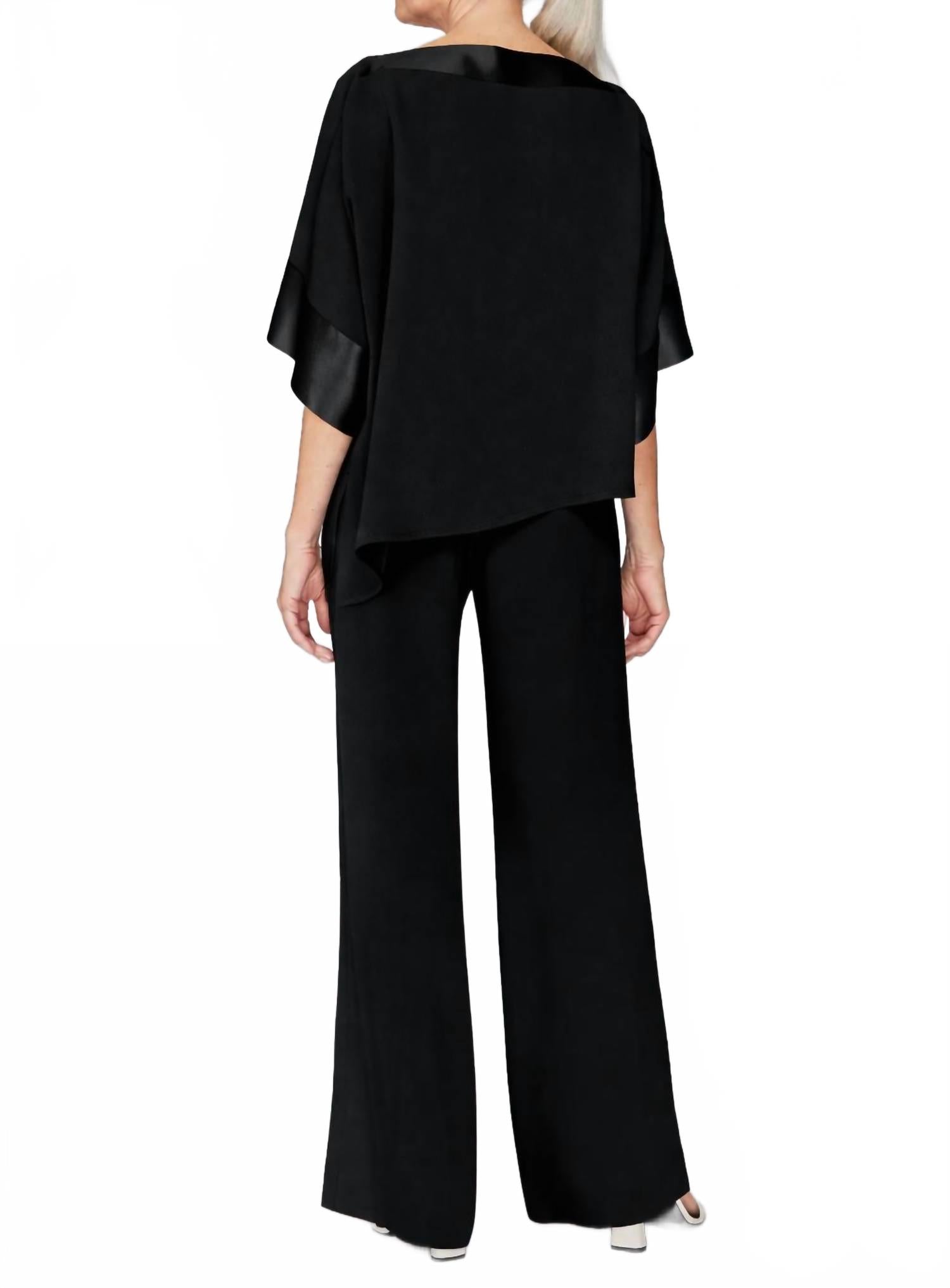 Satin Asymmetric Tunic With Satin Banding In Black