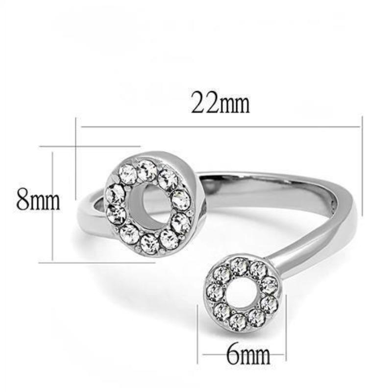 High polished (no plating) Stainless Steel Ring with Top Grade Crystal in Clear