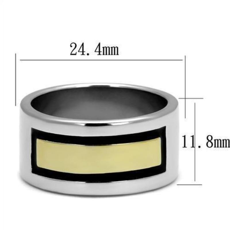 Two-Tone IP Gold (Ion Plating) Stainless Steel Ring with Epoxy in Jet