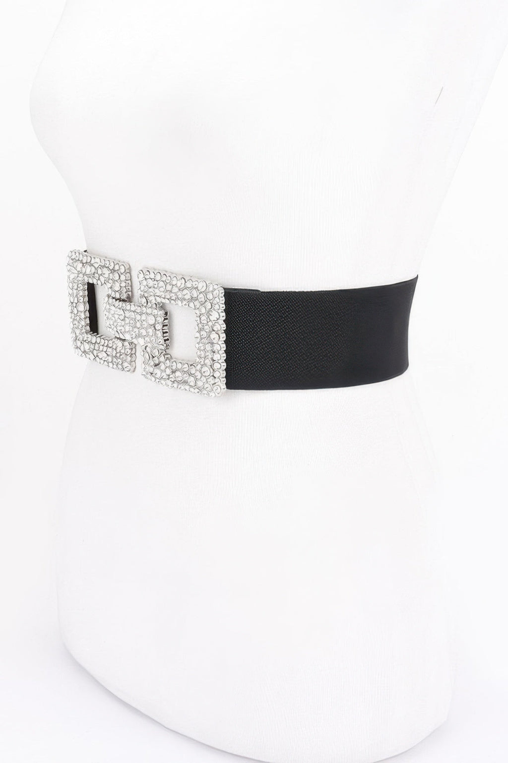 Rhinestone Buckle Elastic Belt