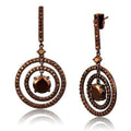 IP Coffee light Brass Earrings with AAA Grade CZ in Light Coffee