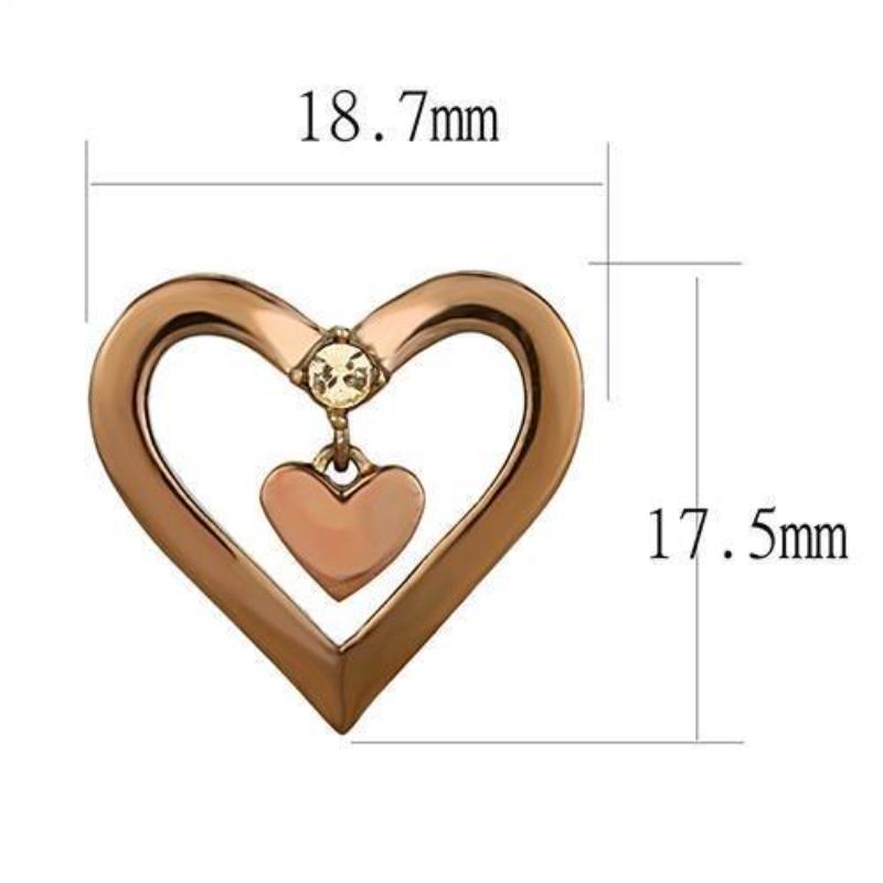 IP Rose Gold(Ion Plating) Stainless Steel Earrings with Top Grade Crystal in Light Peach