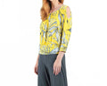 Open Shoulder Blouson Waist Top In Yellow Print