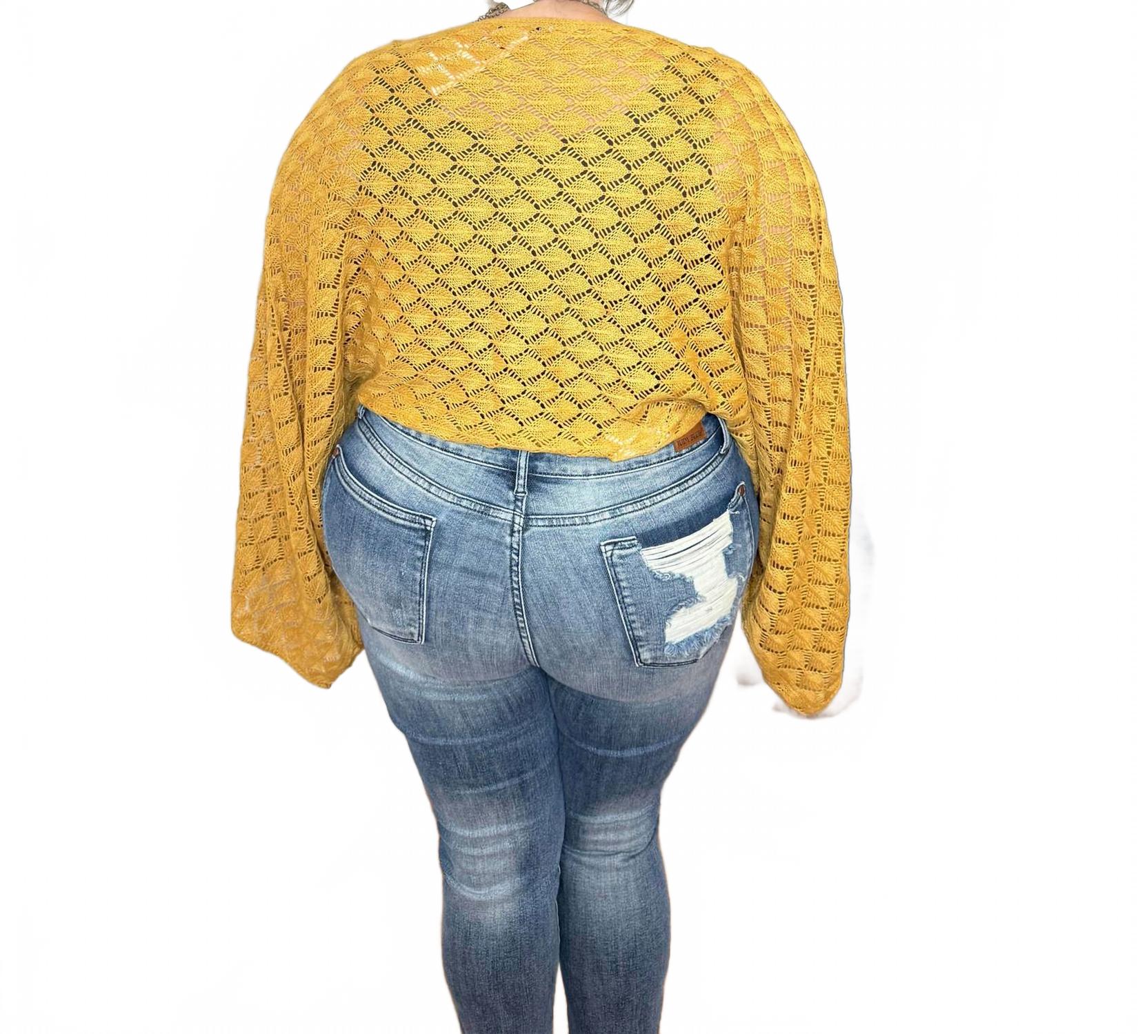 Free Spirit Bell Sleeve Top In Mustard