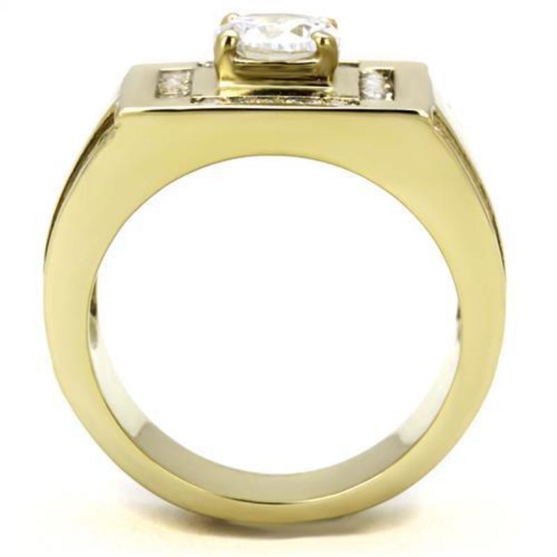 IP Gold(Ion Plating) Stainless Steel Ring with AAA Grade CZ in Clear