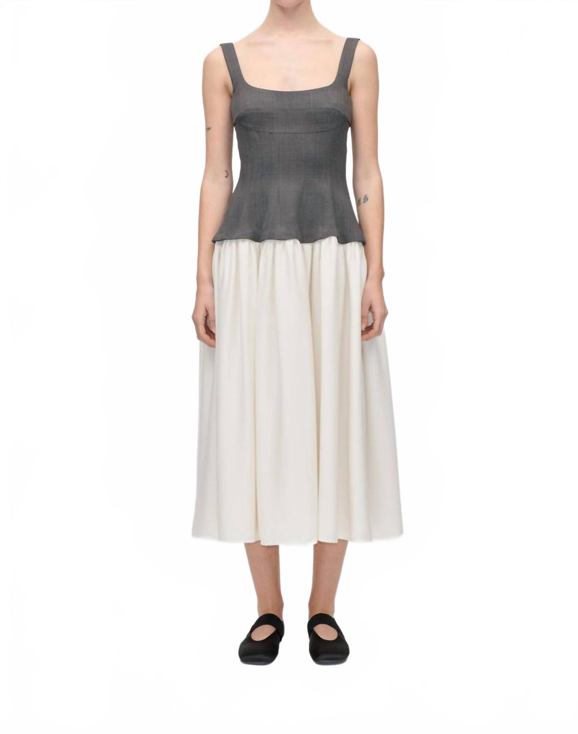 Corset Long Dress In Grey/cream