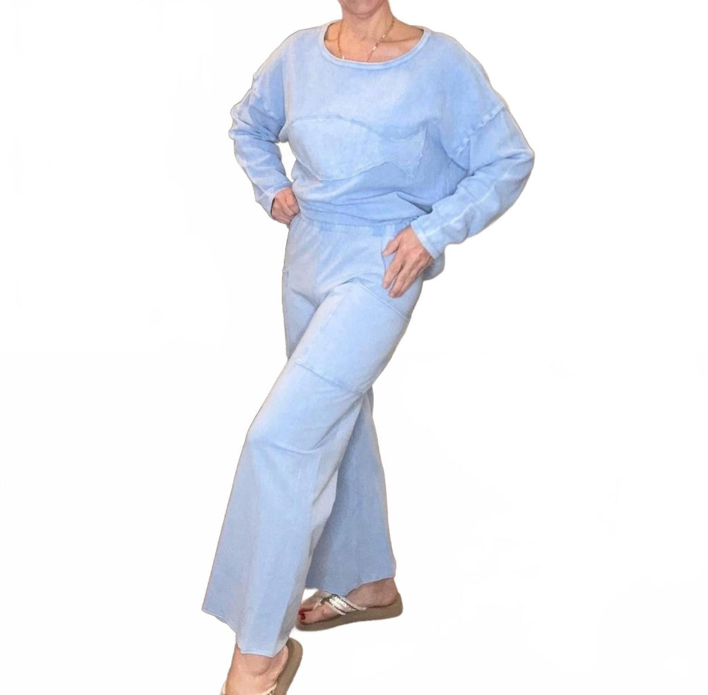 Coastal Catch Terry Bottoms In Sky Blue