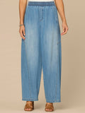 Skyrise Relaxed Straight Leg Glider Jeans In Blue