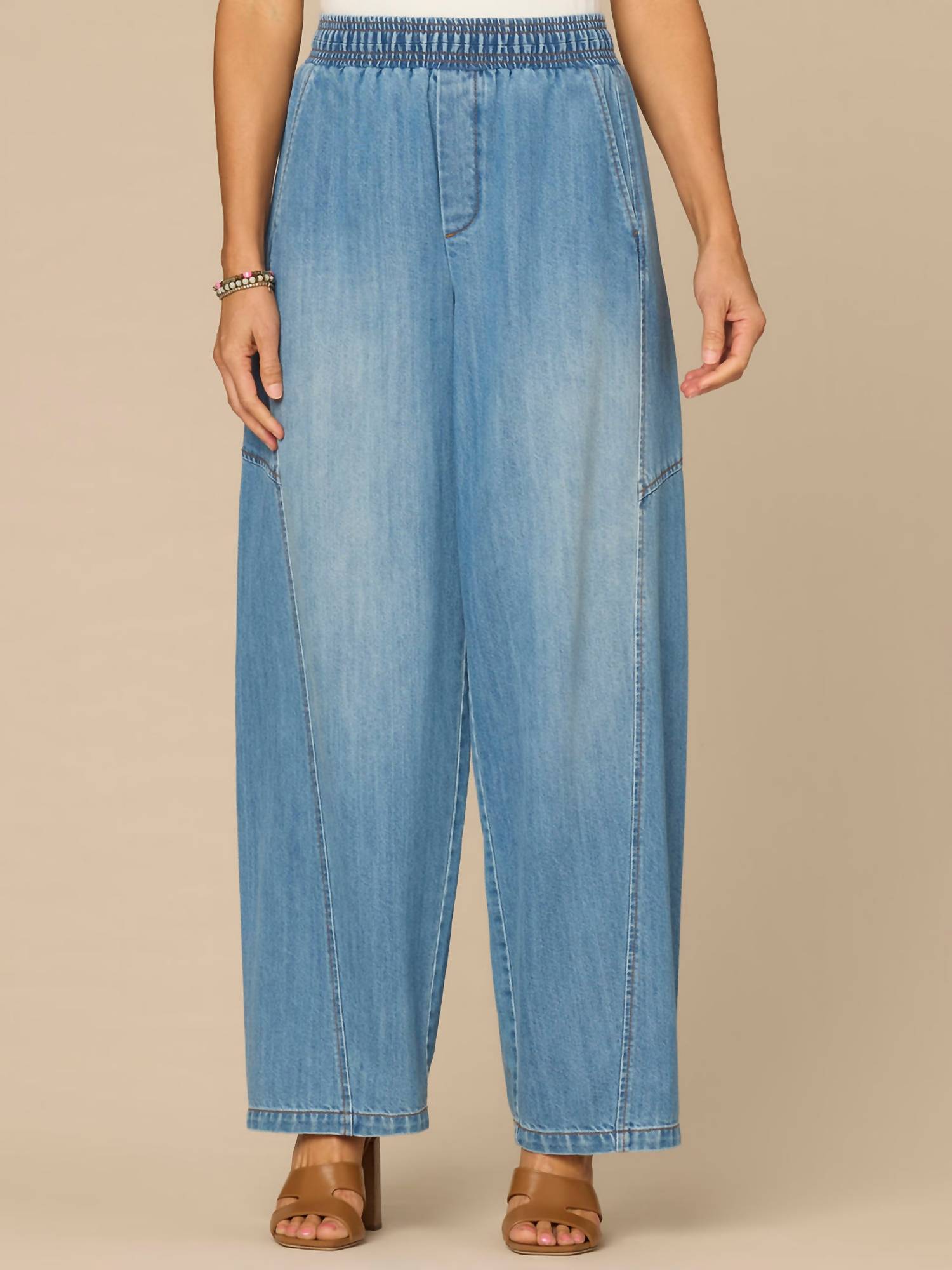 Skyrise Relaxed Straight Leg Glider Jeans In Blue