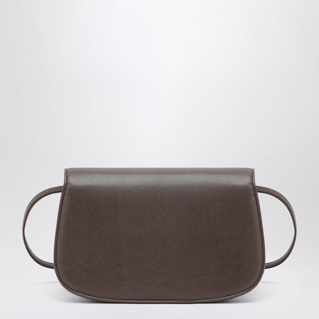 Gucci Small Shoulder Bag In Dark Taupe Leather With Bamboo Closure Women