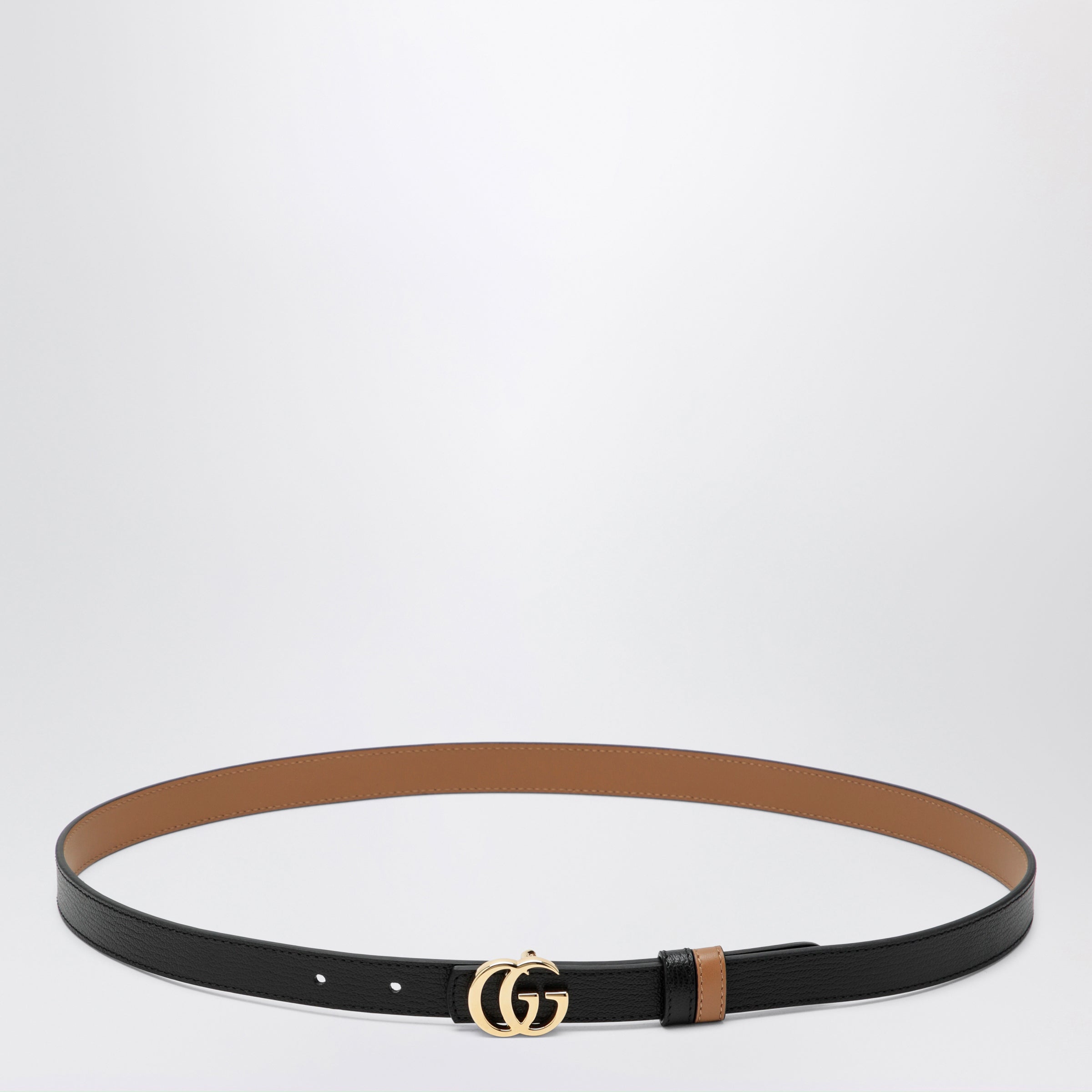 Gucci Reversible Gg Marmont Belt In Black/Beige Leather Women