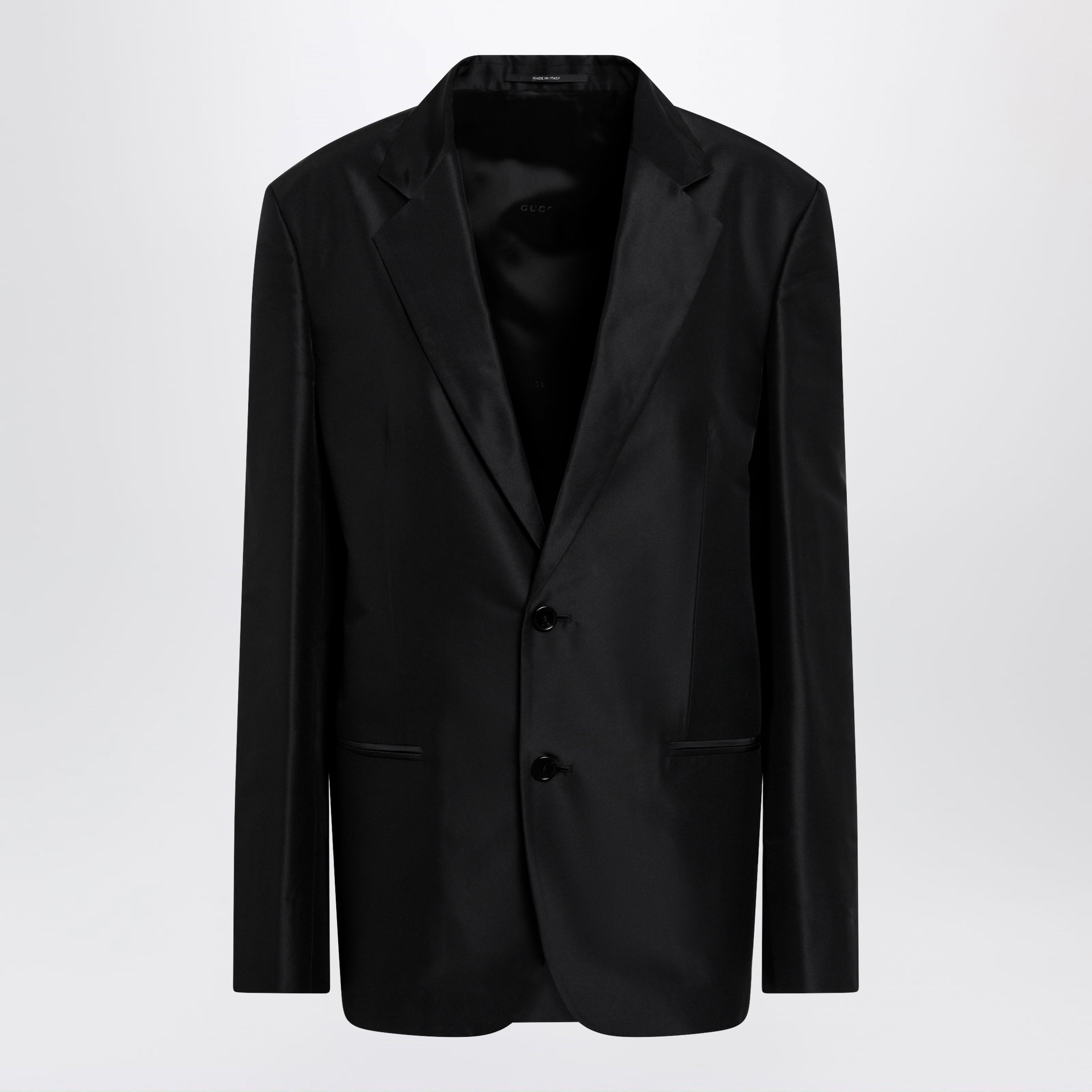 Gucci Oversized Fine Silk Faille Jacket In Black Women