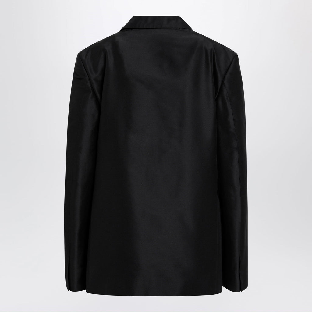 Gucci Oversized Fine Silk Faille Jacket In Black Women