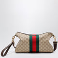 Gucci Medium Gg Crossbody Bag In Coated Fabric With Web Stripe Men