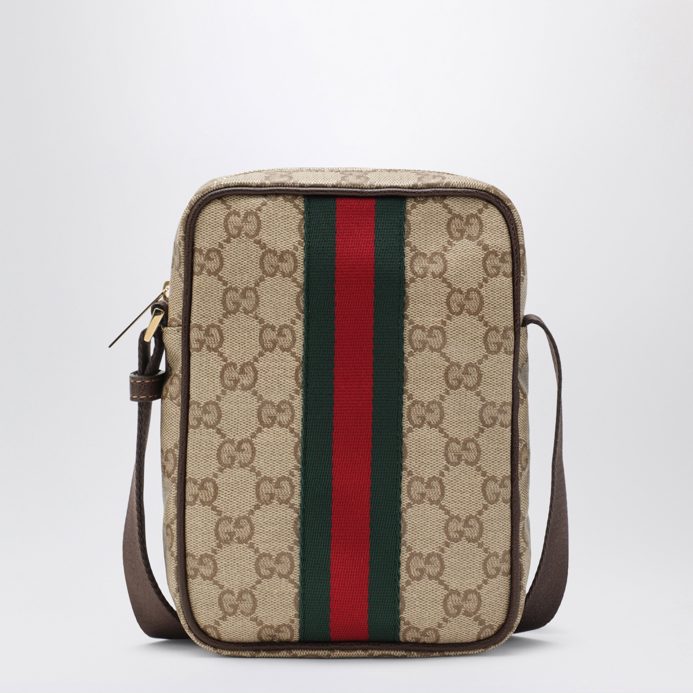 Gucci Mini Gg Bag With Web Stripe In Sand Beige Coated Fabric Men