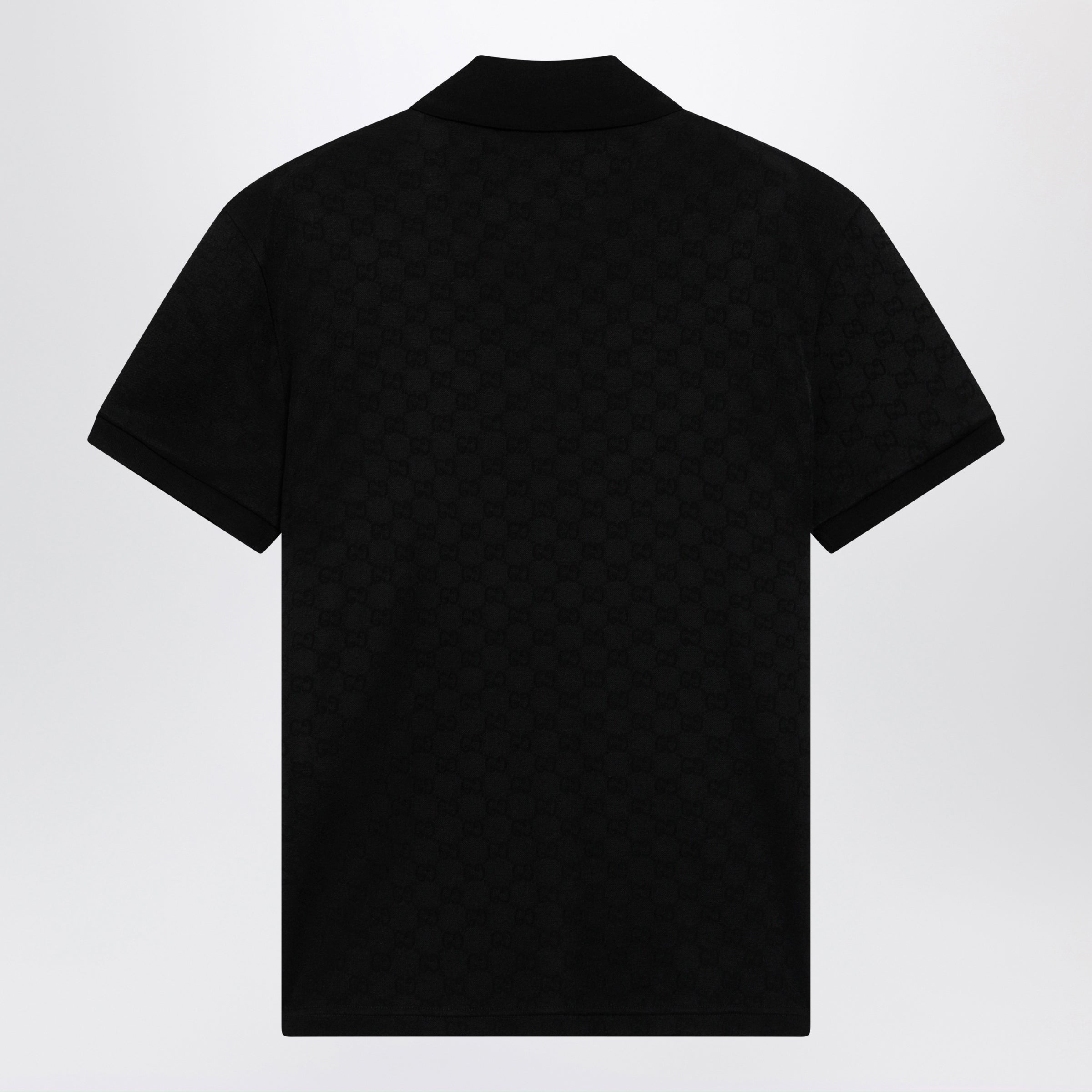 Gucci Black Gg Jacquard Technical Jersey Polo Shirt Men