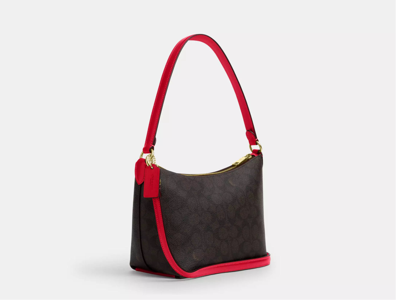 NWT Coach Zip Top Shoulder Bag In Signature Canvas & Leather