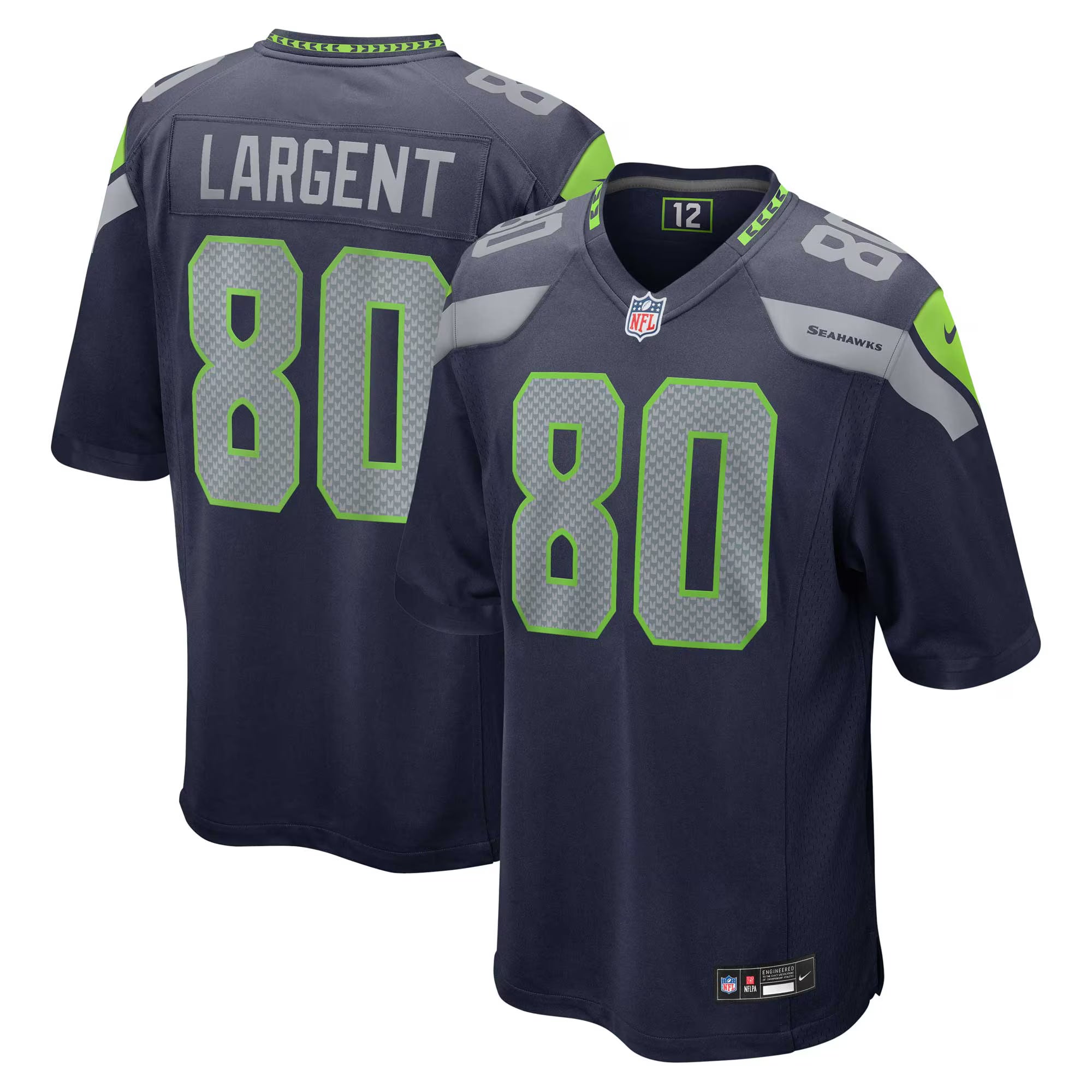 Seattle Seahawks Steve Largent College Navy Retired Player Game Jersey