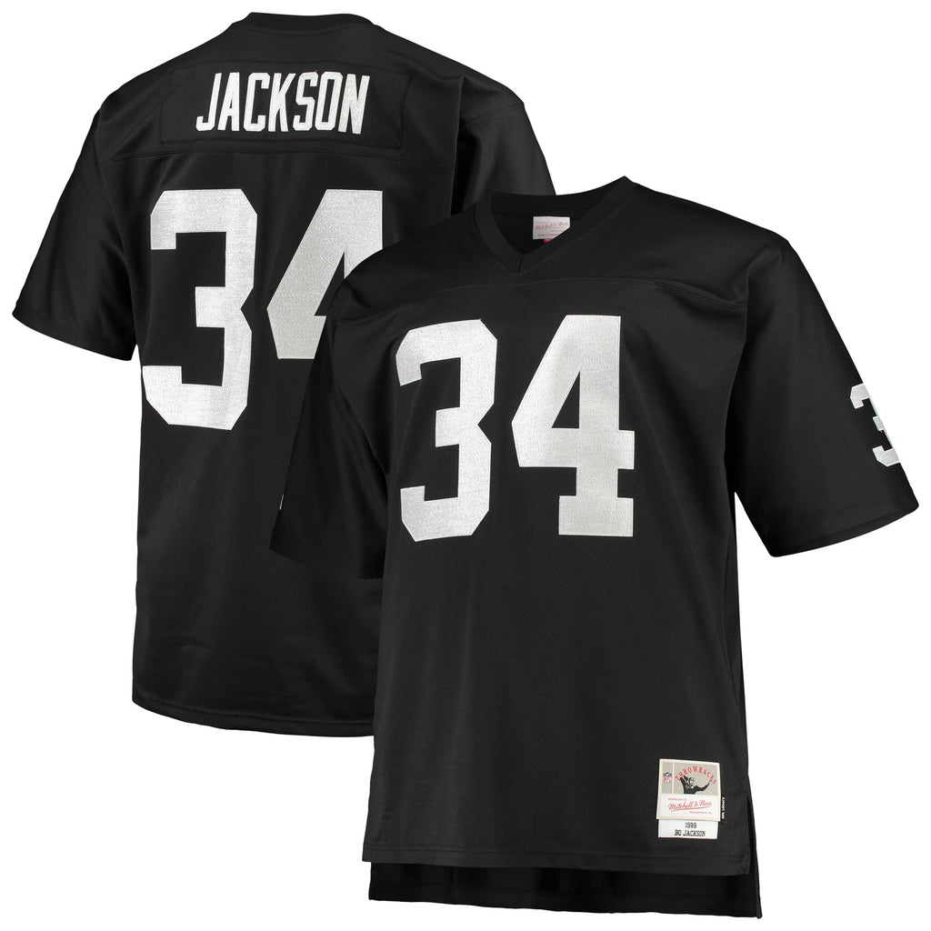 Las Vegas Raiders Bo Jackson Mitchell & Ness Black Big & Tall 1988 Retired Player Replica Jersey