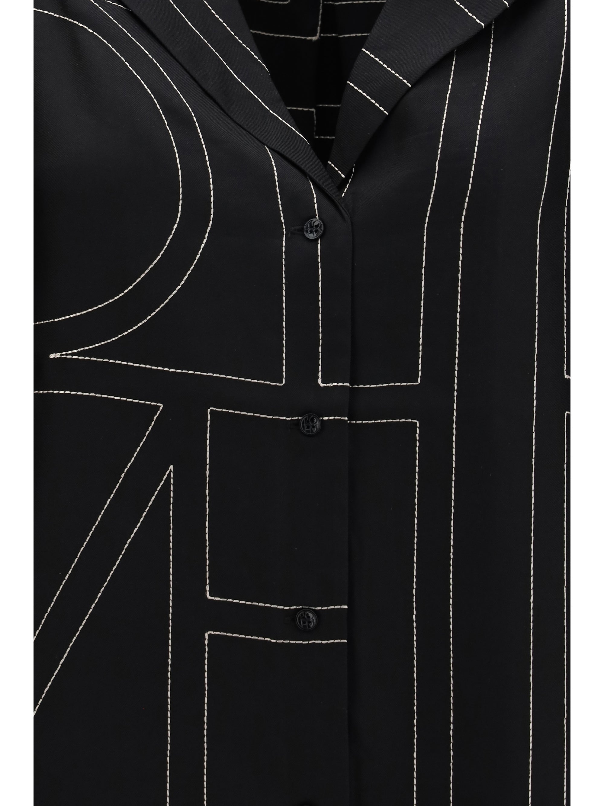 Toteme Women Silk Shirt With All-Over Monogram