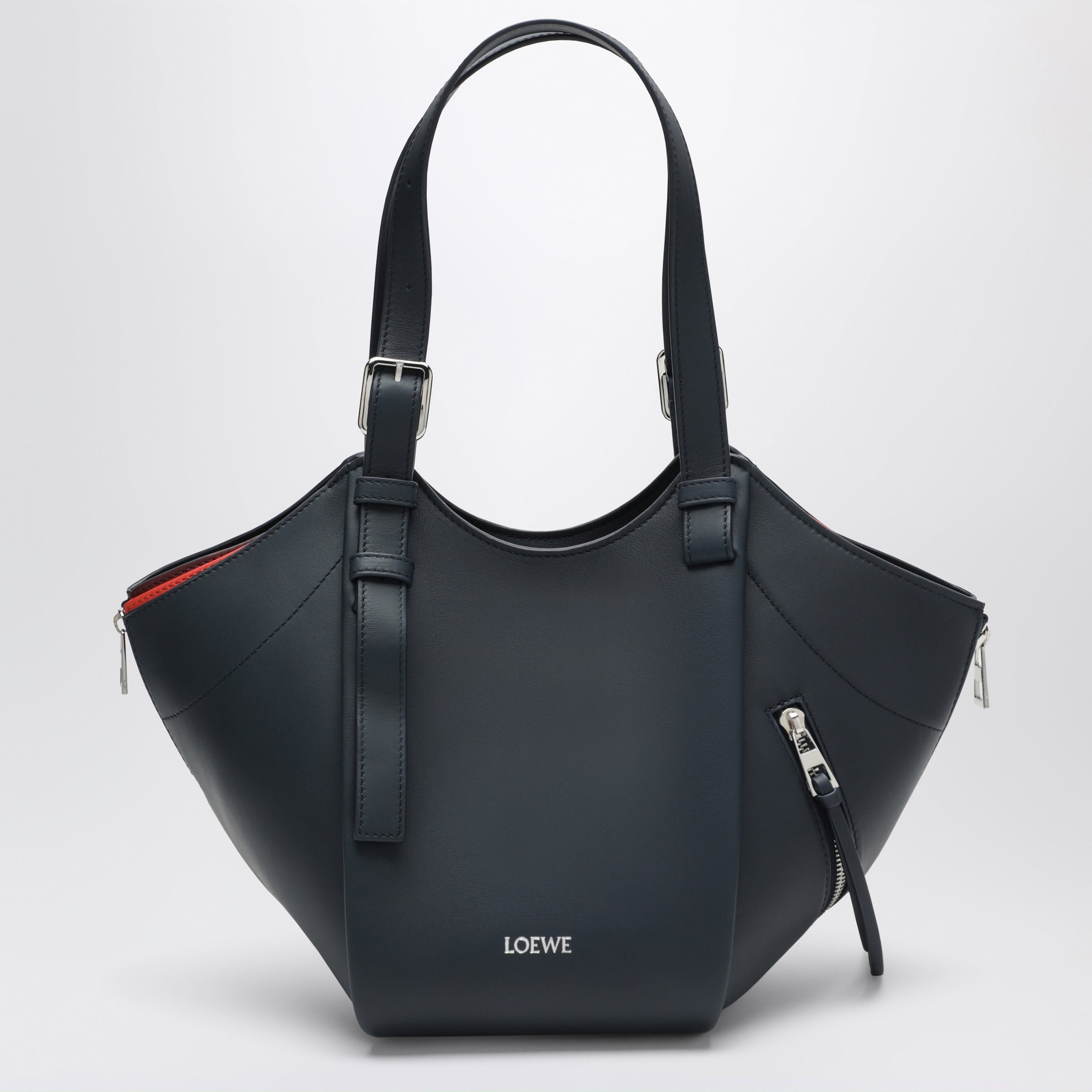 Loewe Dark Blue Layered Hammock Flip Leather Bag Women