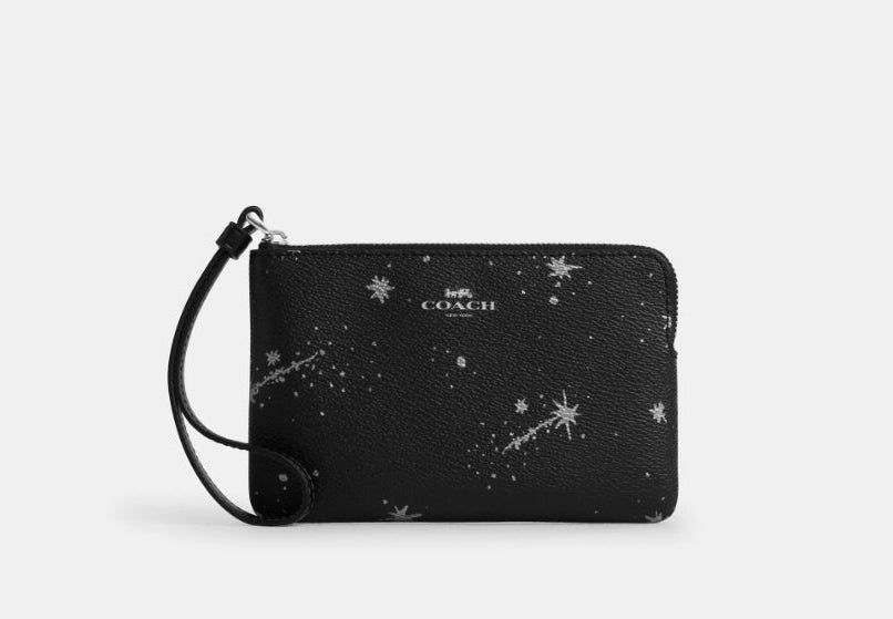NWT Coach Corner Zip Wristlet With Star Print