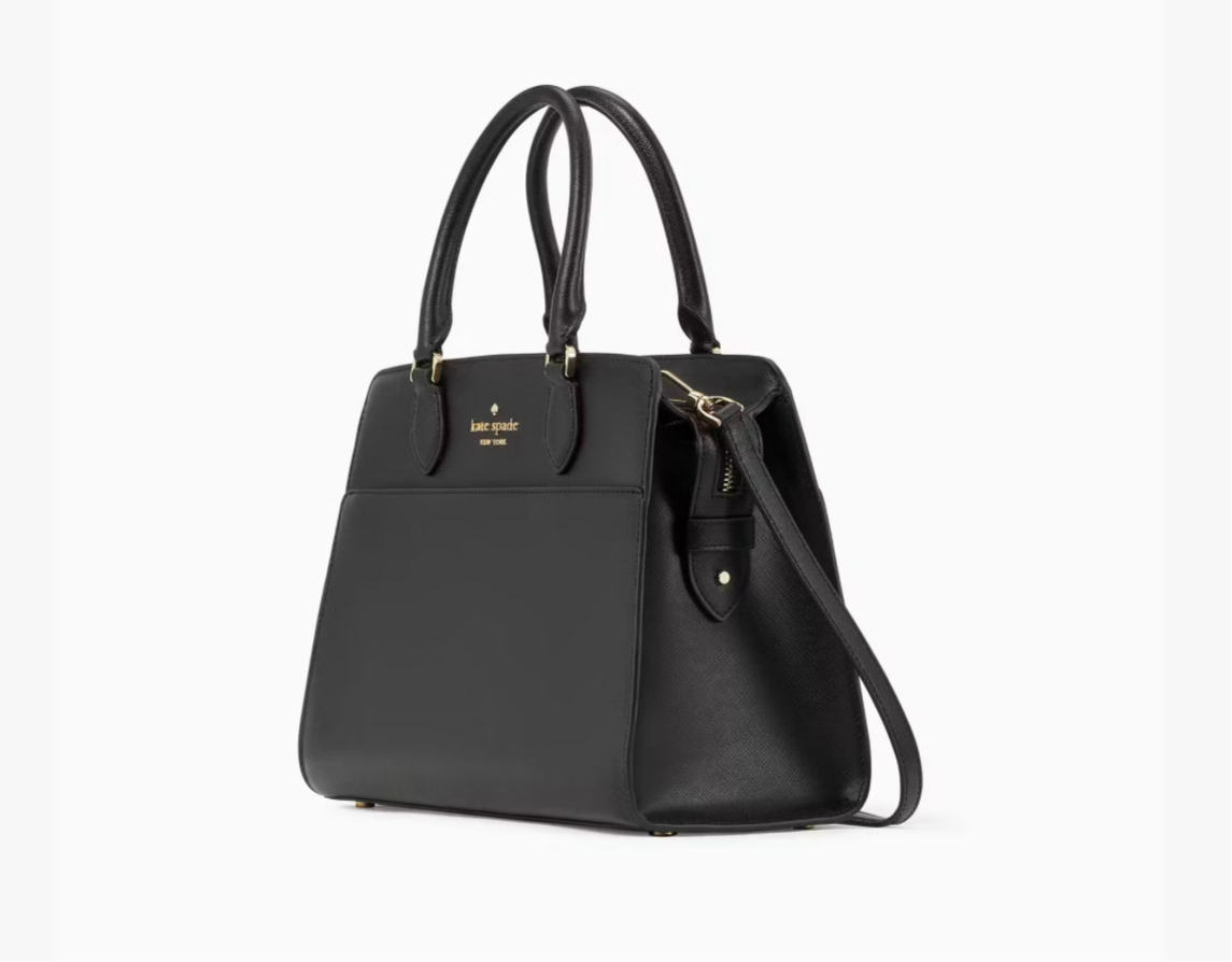 NWT Kate Spade Madison Medium Leather Satchel/Crossbody In Black