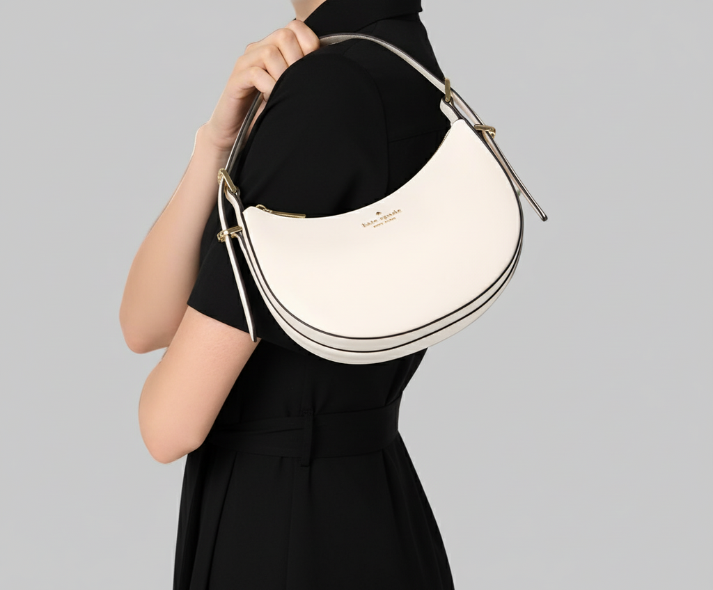 NWT Kate Spade Leather Madison Crescent Shoulder Bag In Meringue