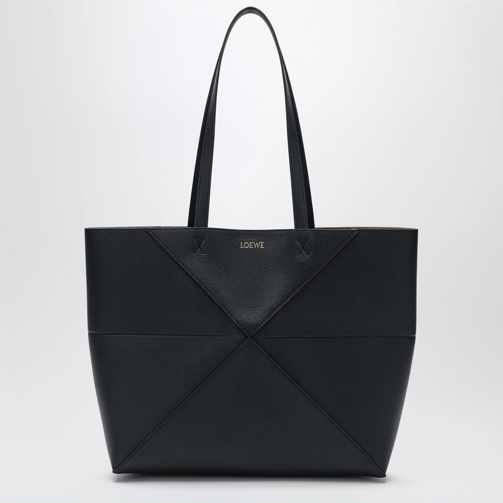 Loewe Medium Puzzle Fold Tote Bag In Navy Blue Leather Women
