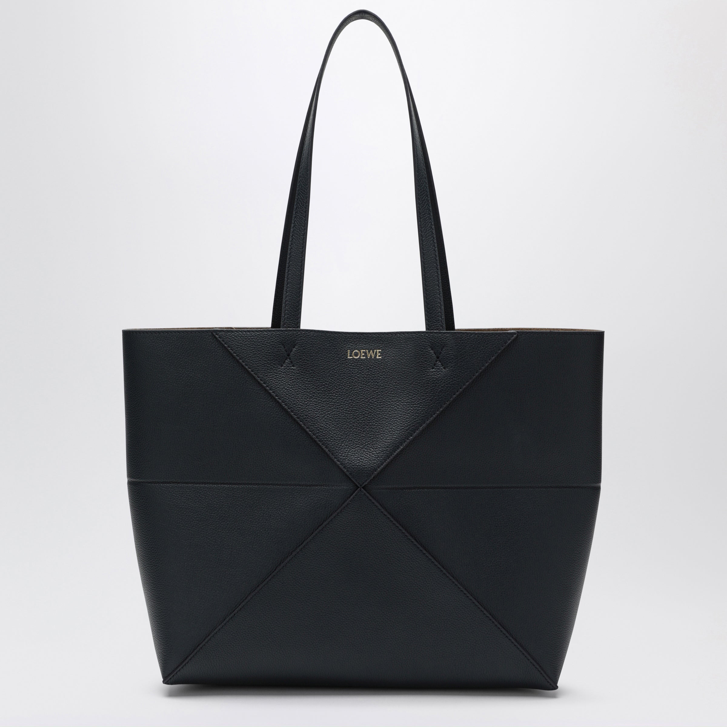 Loewe Medium Puzzle Fold Tote Bag In Navy Blue Leather Women