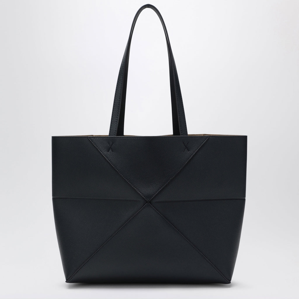 Loewe Medium Puzzle Fold Tote Bag In Navy Blue Leather Women
