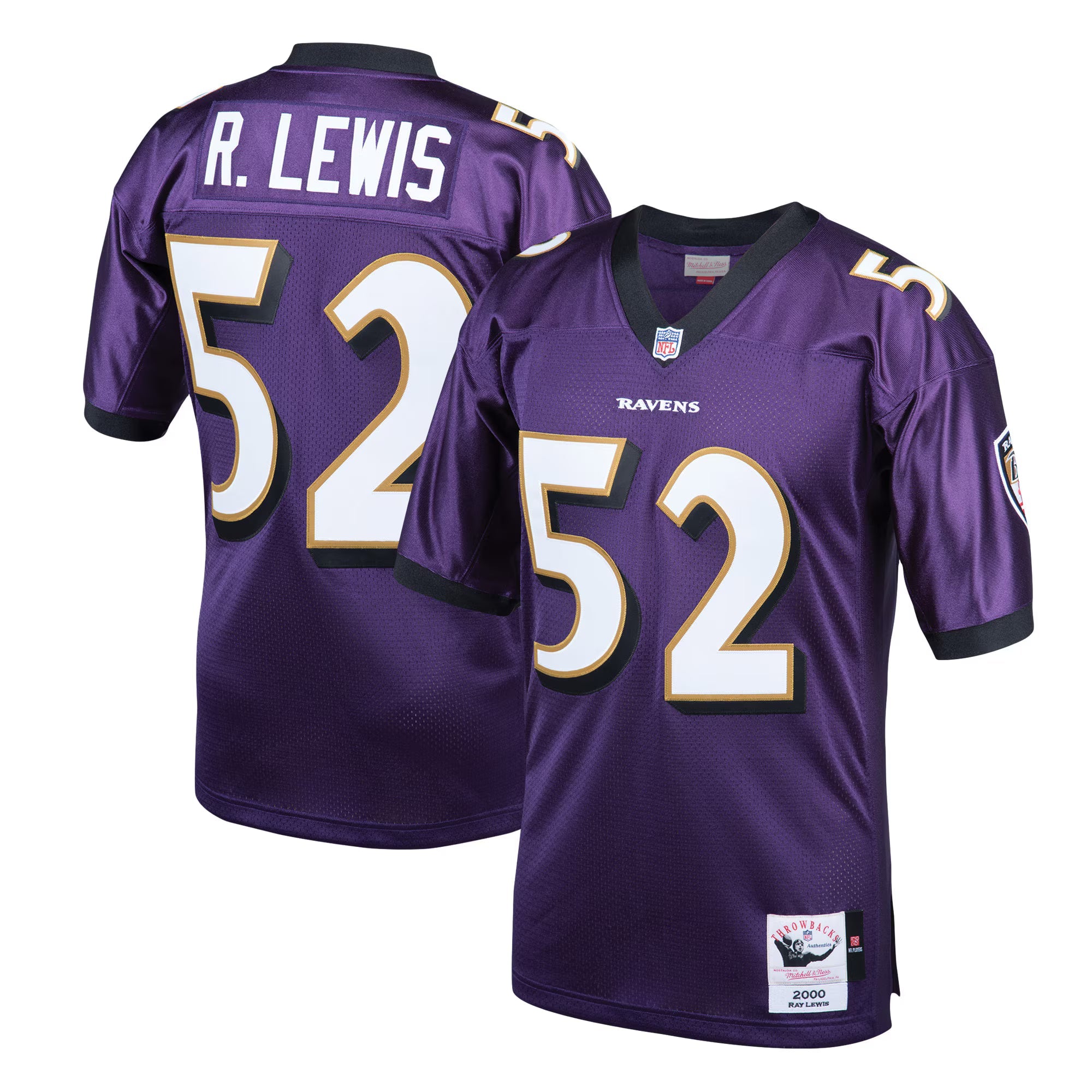 Baltimore Ravens 2000 Ray Lewis Mitchell & Ness Purple Authentic Throwback Retired Player Jersey