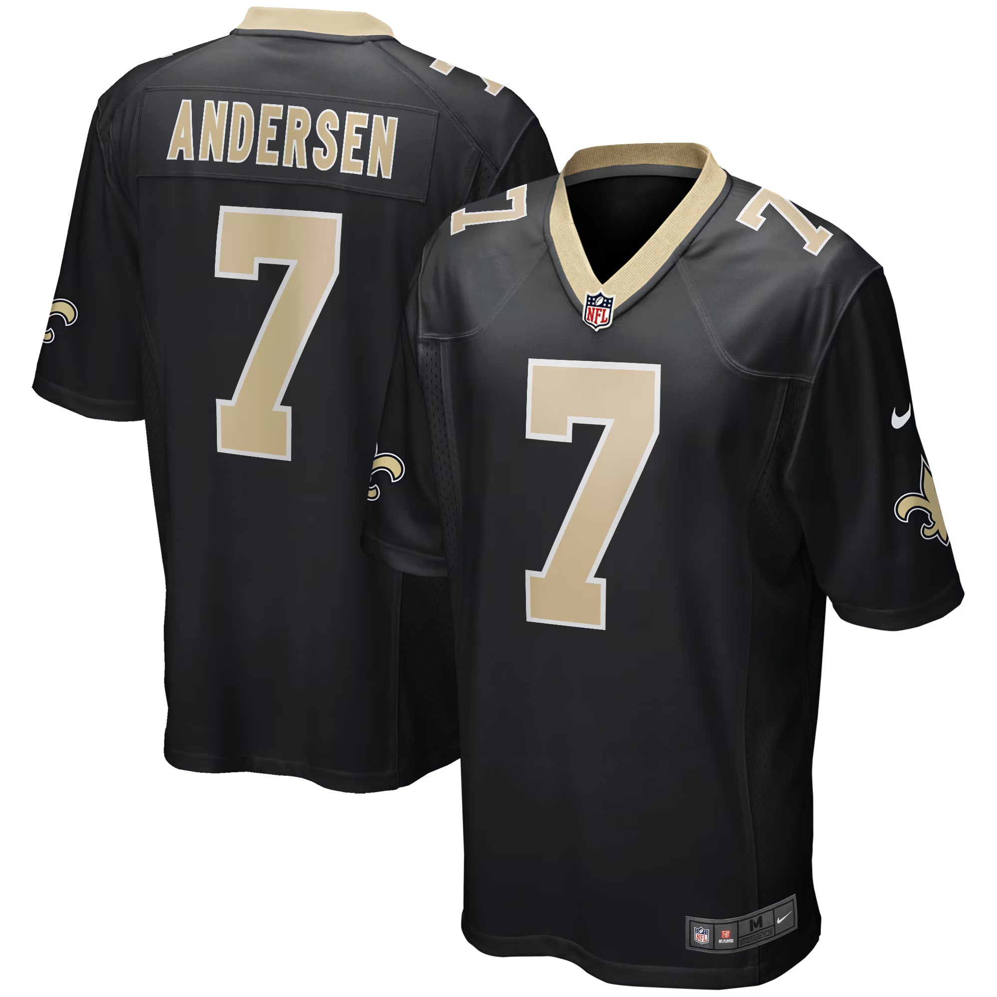 New Orleans Saints Morten Andersen Black Game Retired Player Jersey