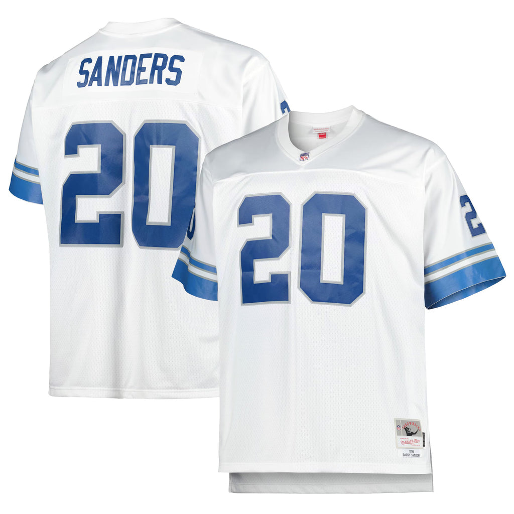 Detroit Lions Barry Sanders Mitchell & Ness White Big & Tall 1996 Retired Player Replica Jersey