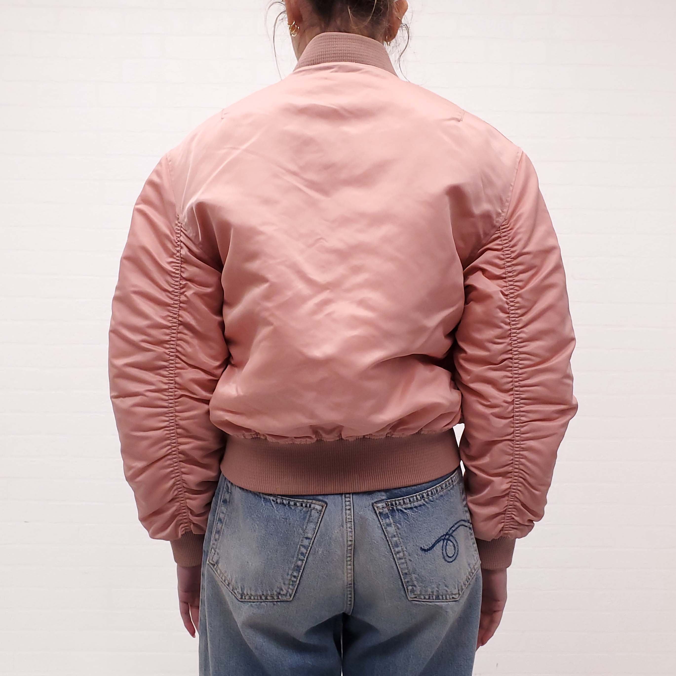 ACNE STUDIOS PINK BOMBER JACKET WITH RUCHED SLEEVES - SIZE 34