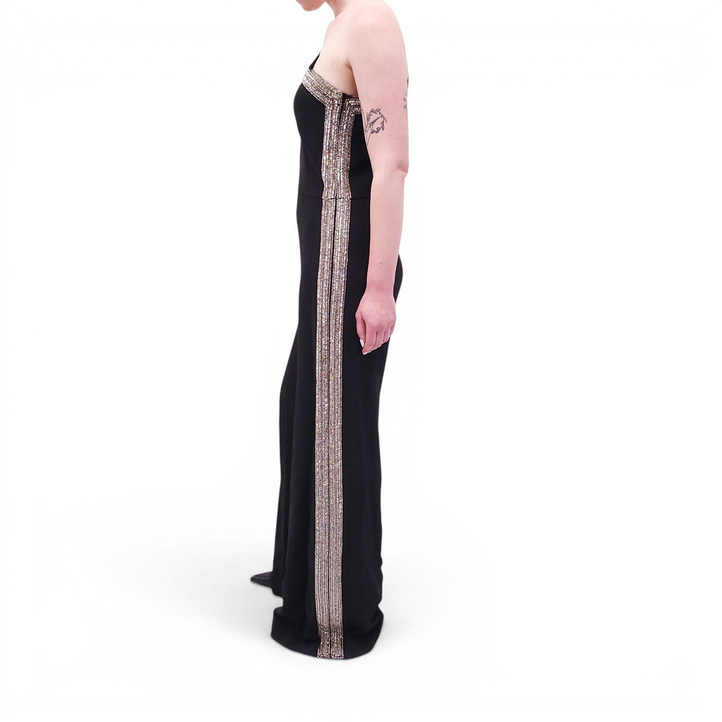 ADAM LIPPES BLACK CRYSTAL JUMPSUIT - SIZE M