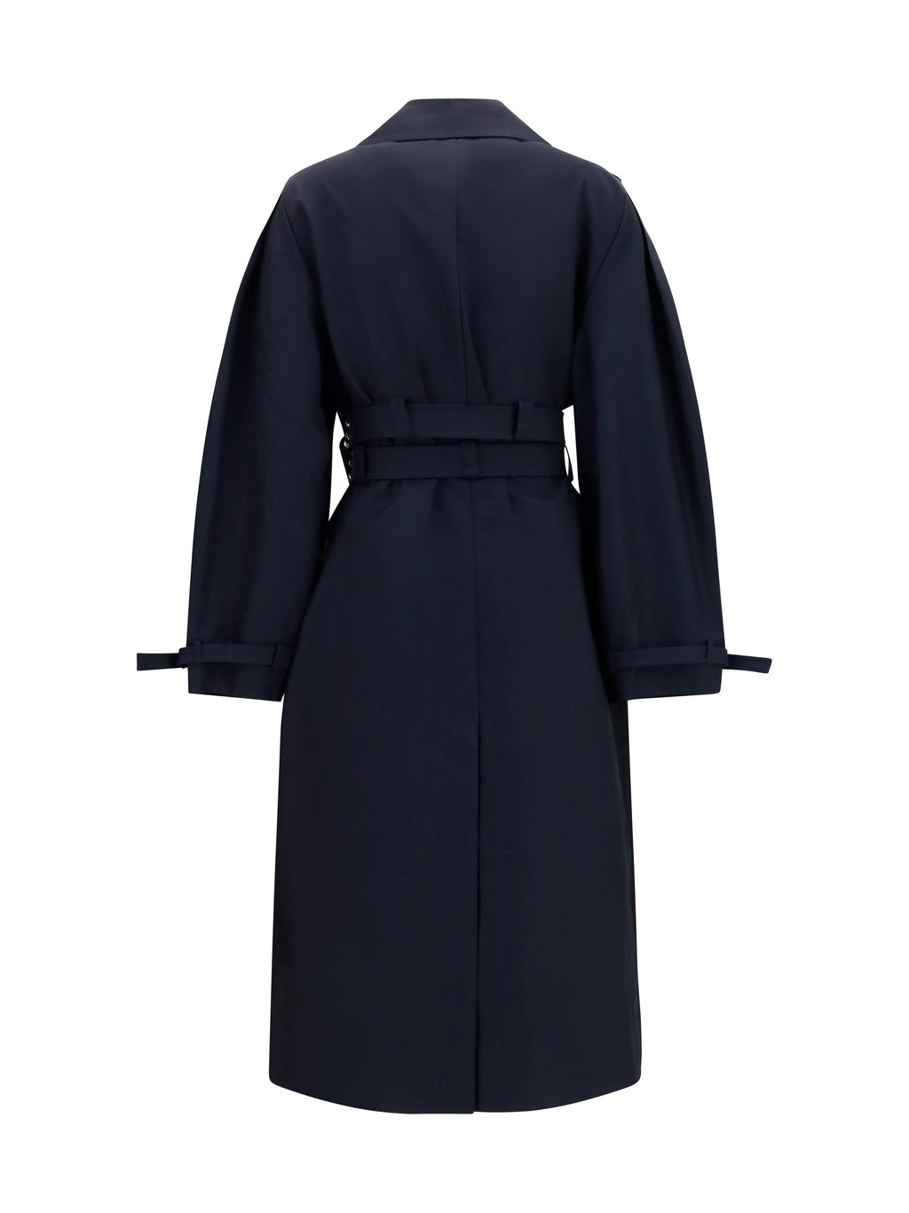 Ganni Women Double-Breasted Cotton Trench Coat With Double Belt