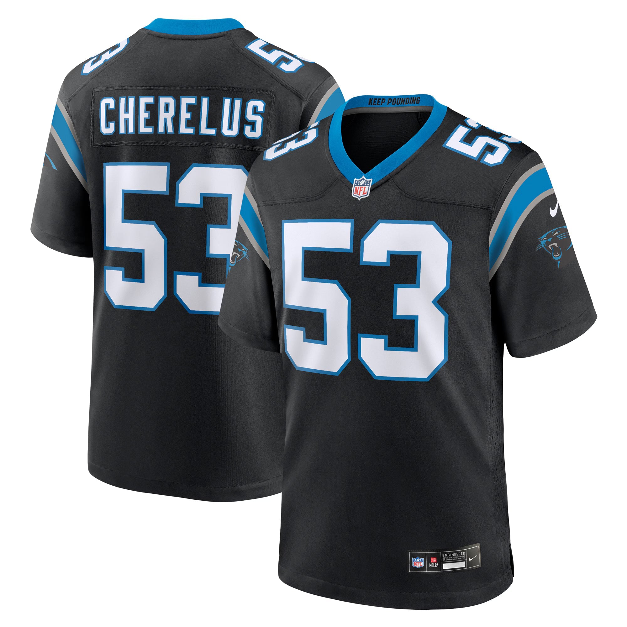 Carolina Panthers Claudin Cherelus Black Team Game Jersey