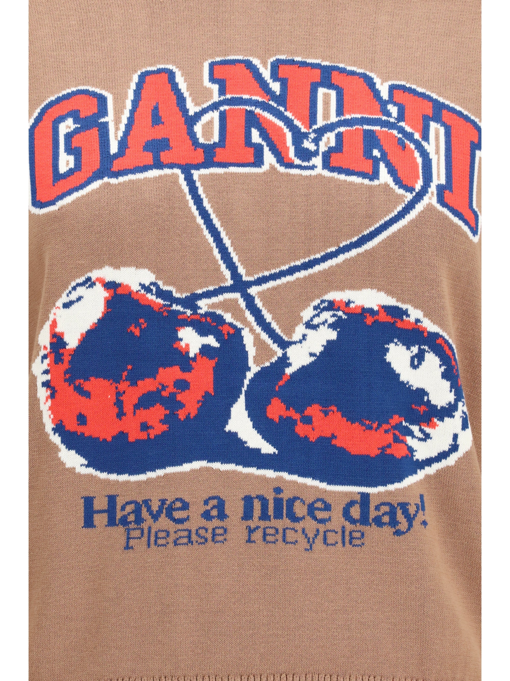 Ganni Women Cherry-Print Cotton Sweater