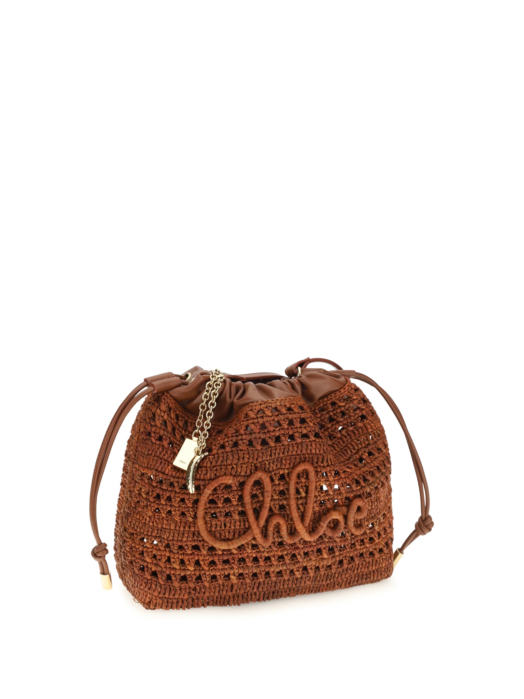 Chloé Women Raffia Drawstring Shoulder Bag