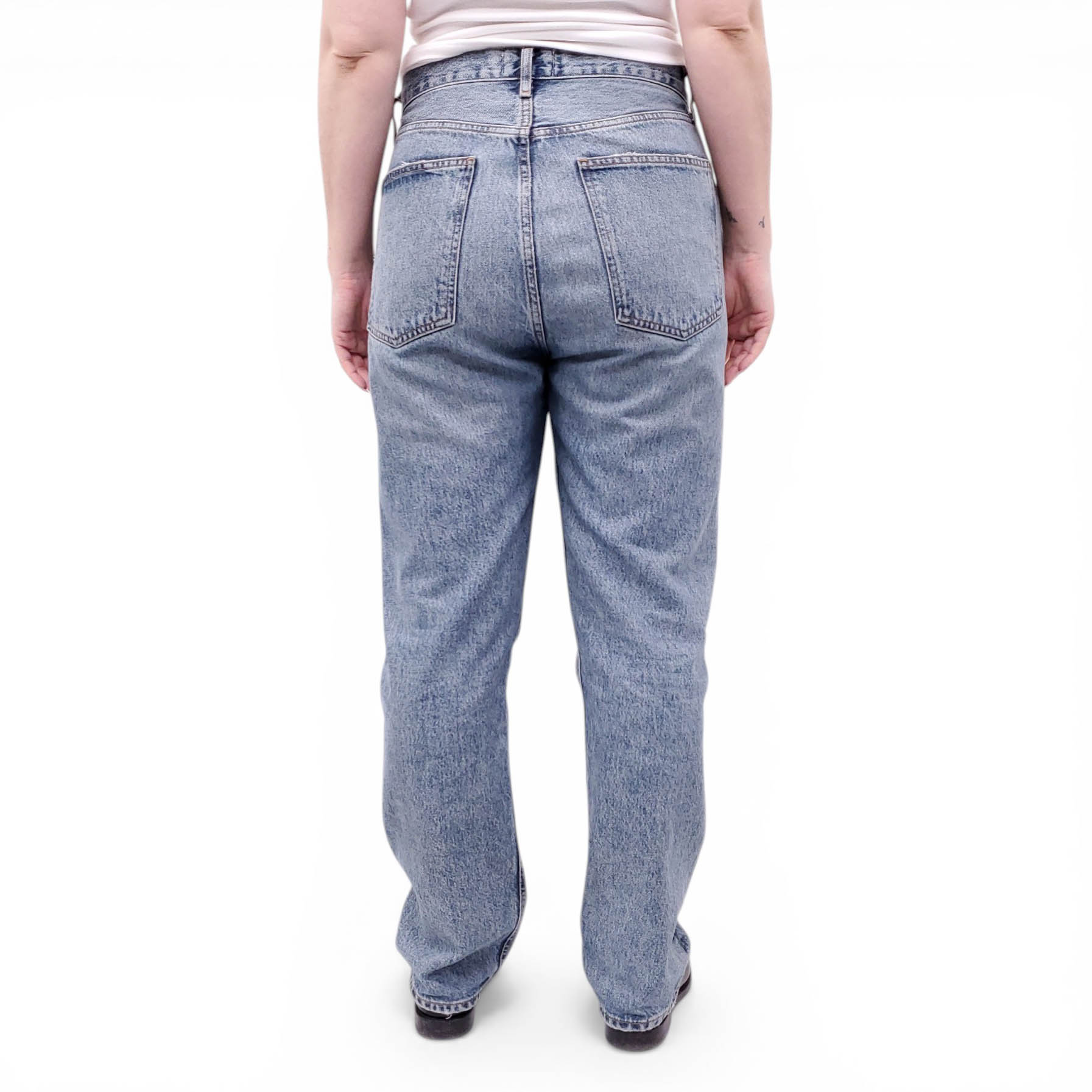 AGOLDE MEDIUM FADED BLUE STRAIGHT '90’S' JEANS - SIZE 29
