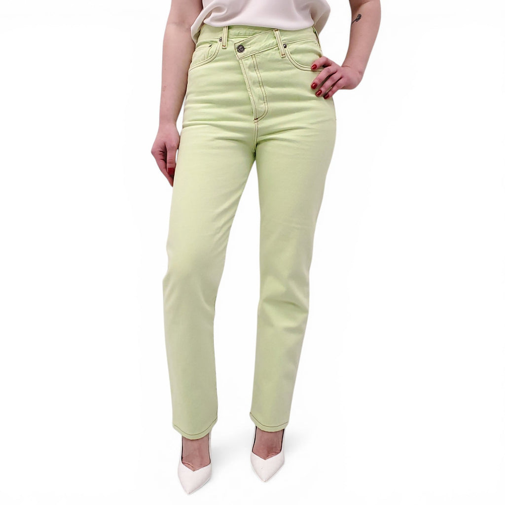 AGOLDE NEON GREEN DENIM CROSSOVER JEANS - SIZE 26