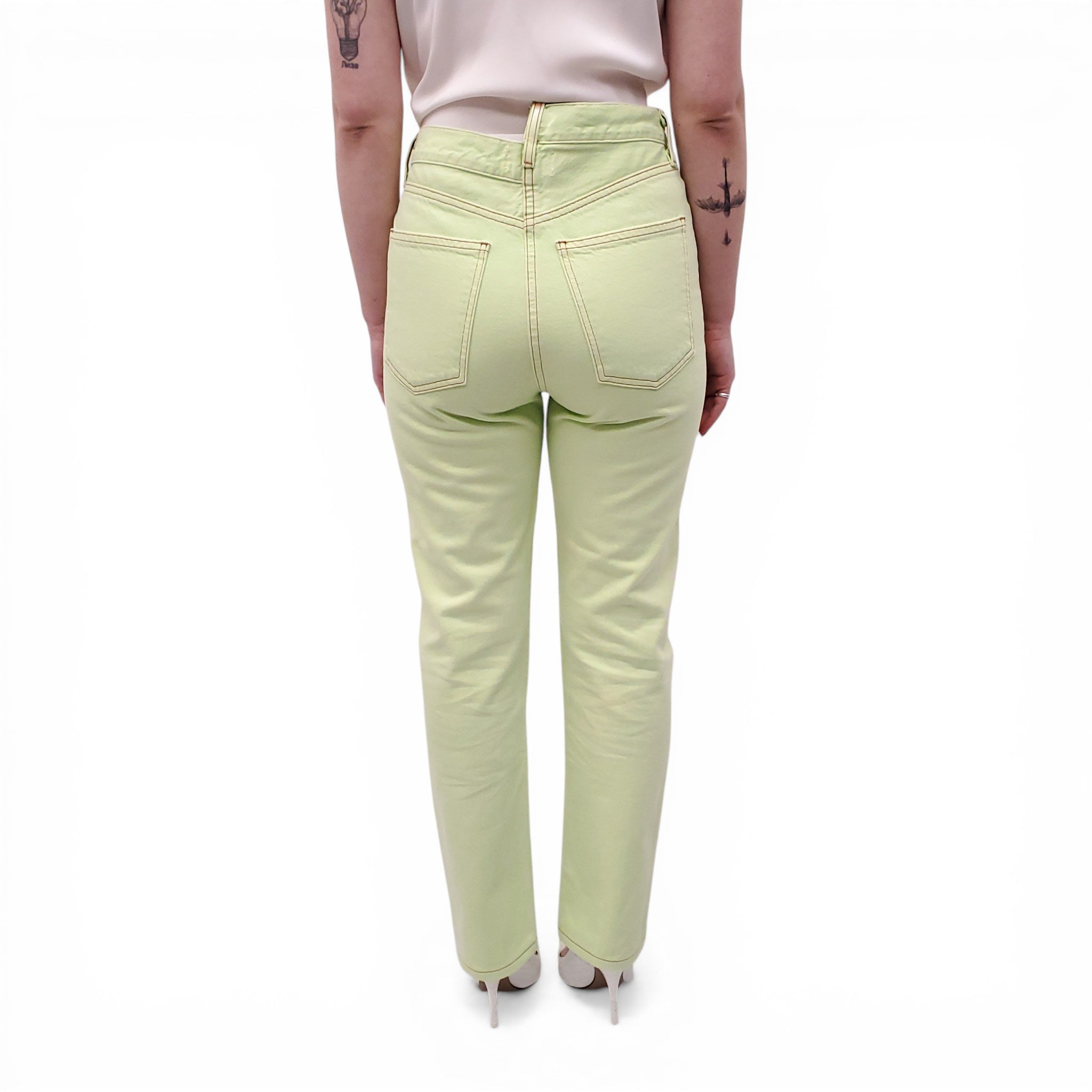 AGOLDE NEON GREEN DENIM CROSSOVER JEANS - SIZE 26