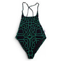 AGUA BENDITA BLACK AND GREEN EMBROIDERED BEADED ONE-PIECE SWIMSUIT - SIZE XS