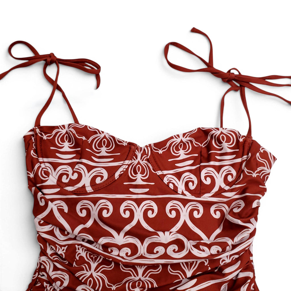 AGUA BENDITA TERRACOTTA PATTERNED ONE-PIECE SWIMSUIT - SIZE XS