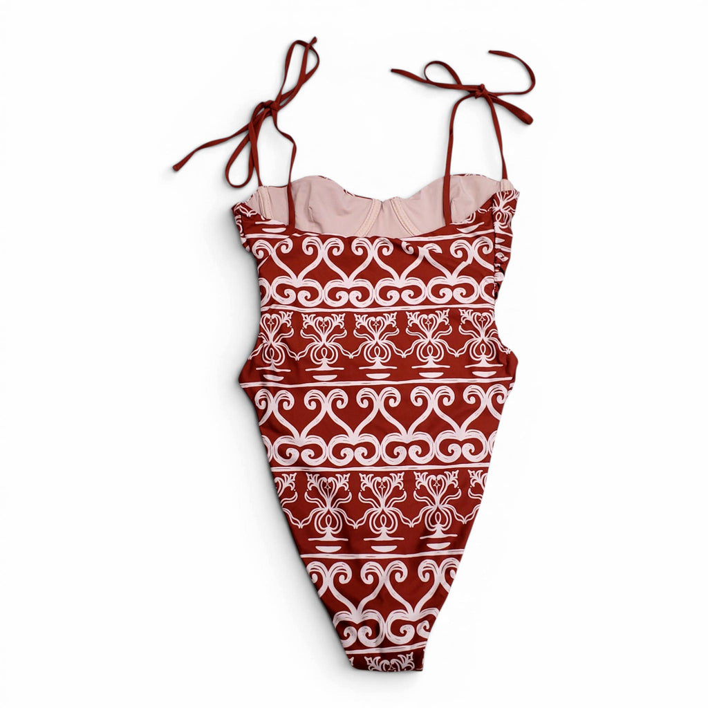 AGUA BENDITA TERRACOTTA PATTERNED ONE-PIECE SWIMSUIT - SIZE XS